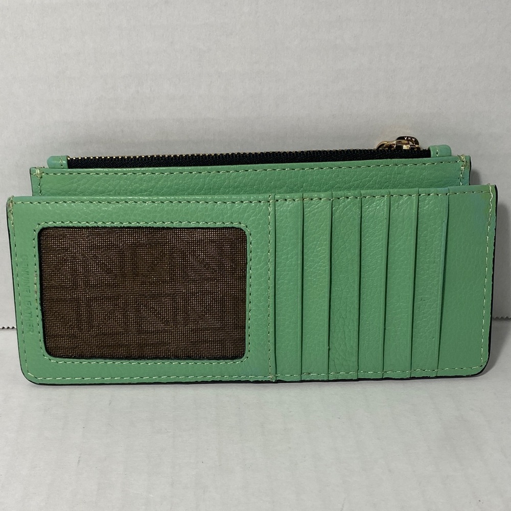 Lodis Mint Green Genuine Leather Card Wallet with Zip Pocket - Picture 5 of 12